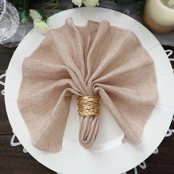 5 Square 19x19 in Faux Burlap Linen Dinner Napkins