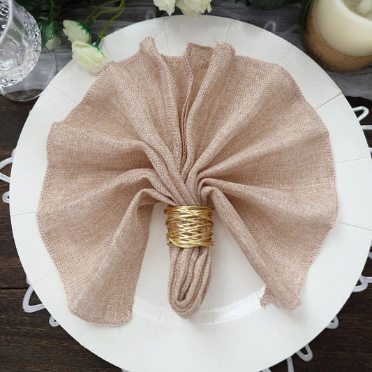 5 Square 19x19 in Faux Burlap Linen Dinner Napkins