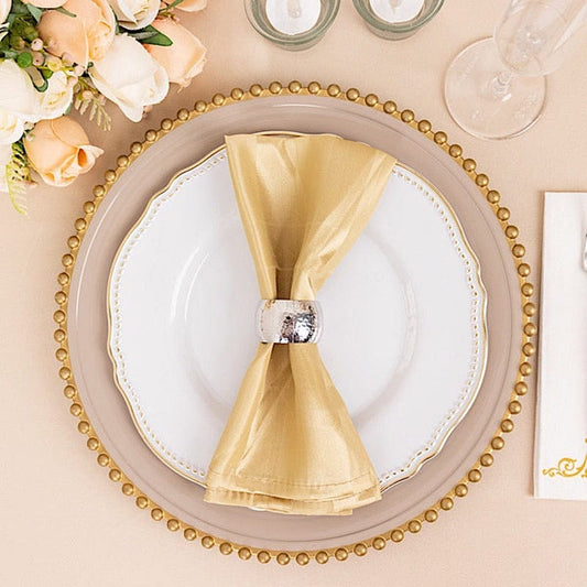 5 Square 20x20 in Striped Satin Dinner Table Napkins