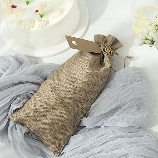 10 pcs 6"x14" Natural Faux Burlap Polyester Favor Gift Bags