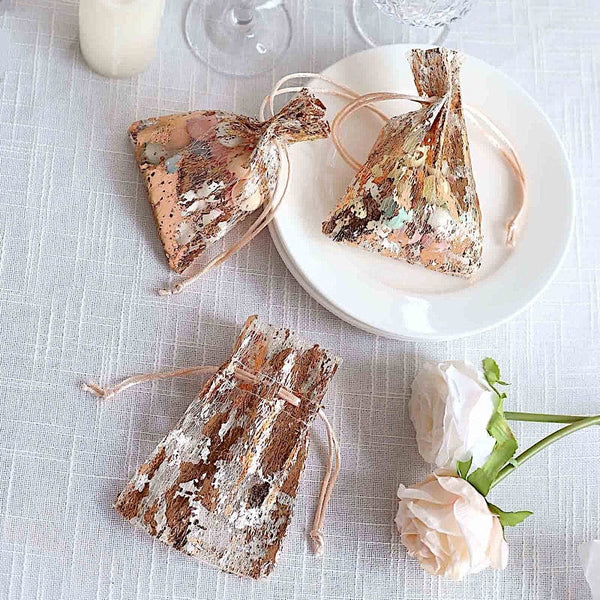 12 Metallic 4x5 in Polyester Favor Gift Bags with Pull String