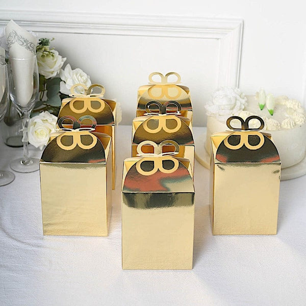 25 Candy Gift Boxes Metallic Favor Holders with Butterfly Top