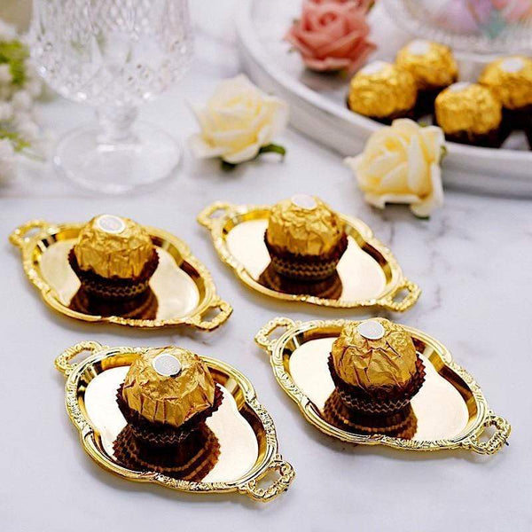 12 pcs 4.5 in long Metallic Mini Oval Trays Favor Holders