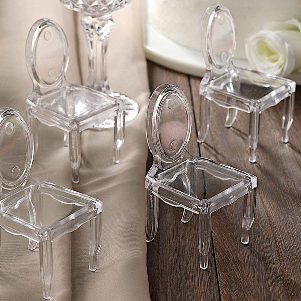 12 Clear 4 in Mini Chair Party Favor Candy Gift Holders