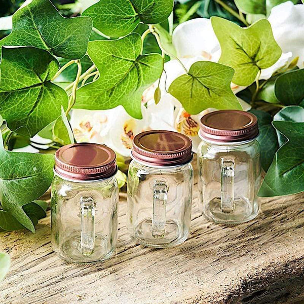 4 Clear with Rose Gold 4 oz Glass Mason Mini Jars with Lids