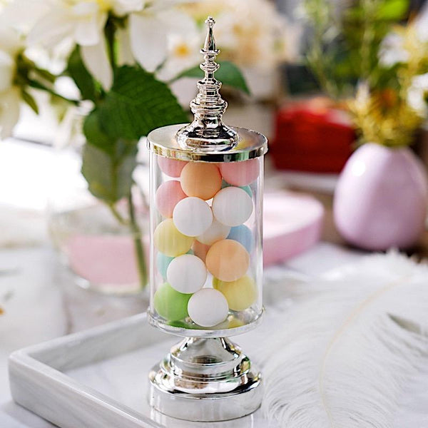 6 Silver and Clear 7" tall Mini Jars with Lids Favor Holders