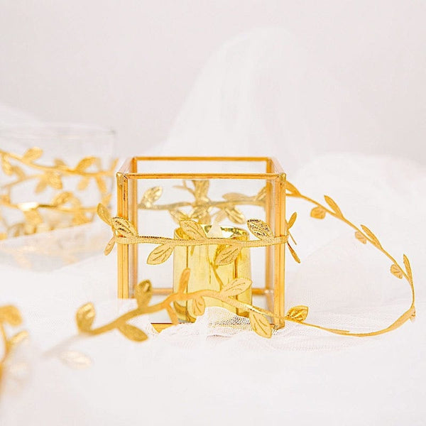 67 feet Gold Leaf Ribbon Trim Artificial Vines Craft Leaves
