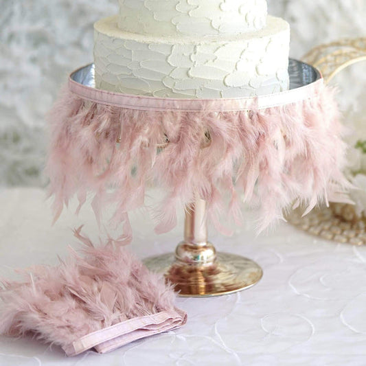 39 in long Natural Turkey Feathers Trim with Satin Ribbon