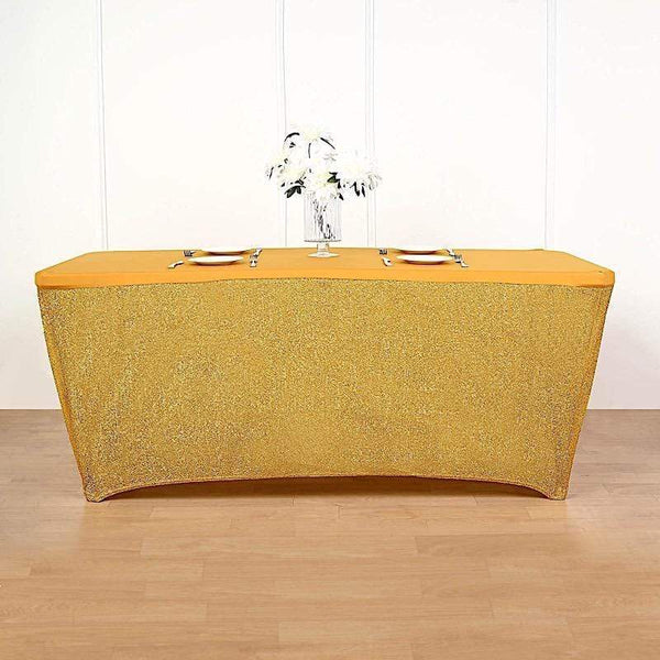 6 feet Fitted Spandex Tablecloth Ruffled Metallic Table Cover