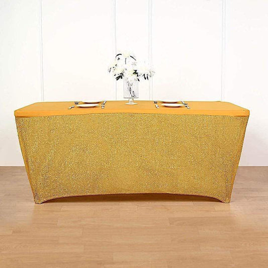 6 feet Fitted Spandex Tablecloth Ruffled Metallic Table Cover