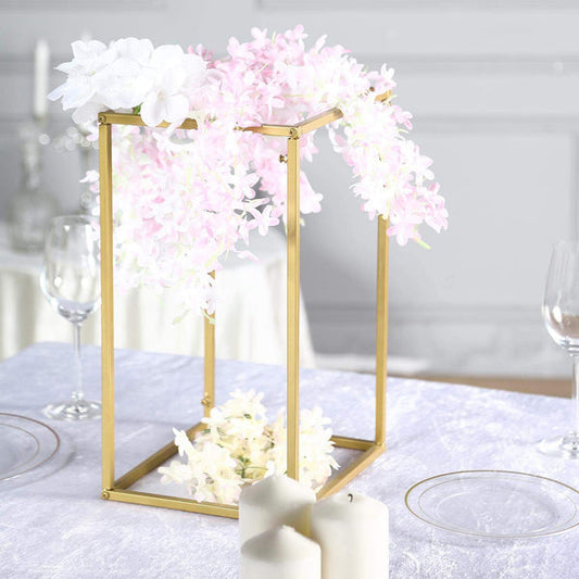 2 pcs 16 in tall Matte Metal Geometric Rectangular Stands Flower Vase Holders