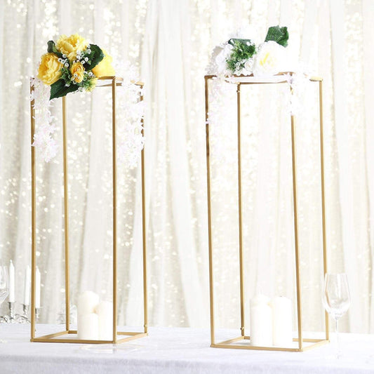 2 pcs 32 in tall Metal Geometric Rectangular Stands Flower Vase Holders