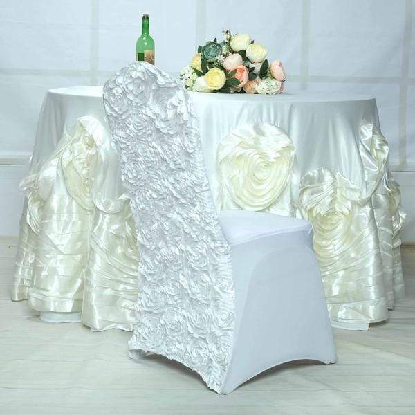 Satin Raised Roses Spandex Stretchable Banquet Chair Cover