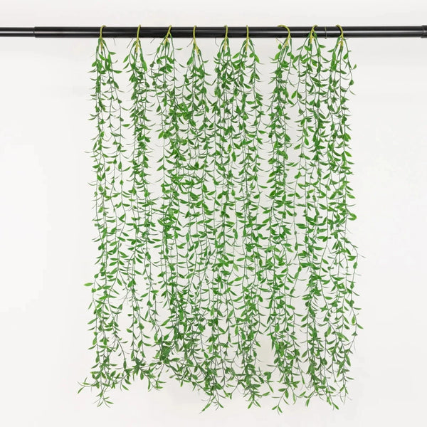 10 Green Artificial Ivy Greenery Garland Hanging Vines with Stems