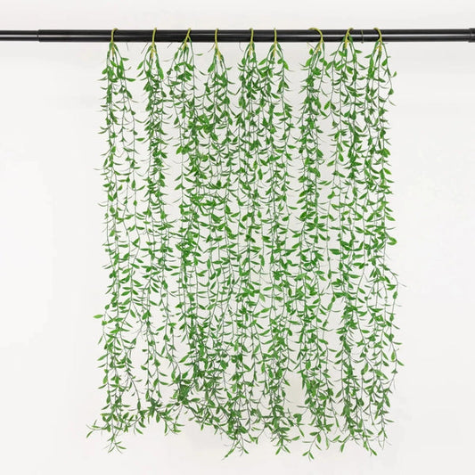 10 Green Artificial Ivy Greenery Garland Hanging Vines with Stems