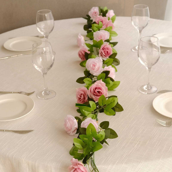 2 Artificial 7 feet Silk Roses Artificial Flowers Vine Garlands