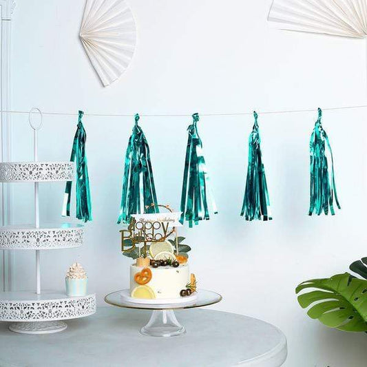 5 Metallic Foil Tassels Hanging Garland Fringe Banner