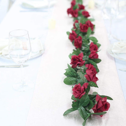 6 feet 3D Chain Garland with Silk Roses