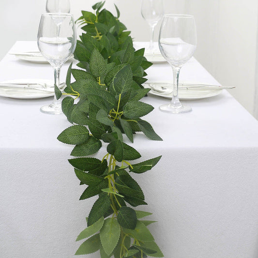 6 feet Green Silk Rose Leaves Artificial Vine Greenery Garland