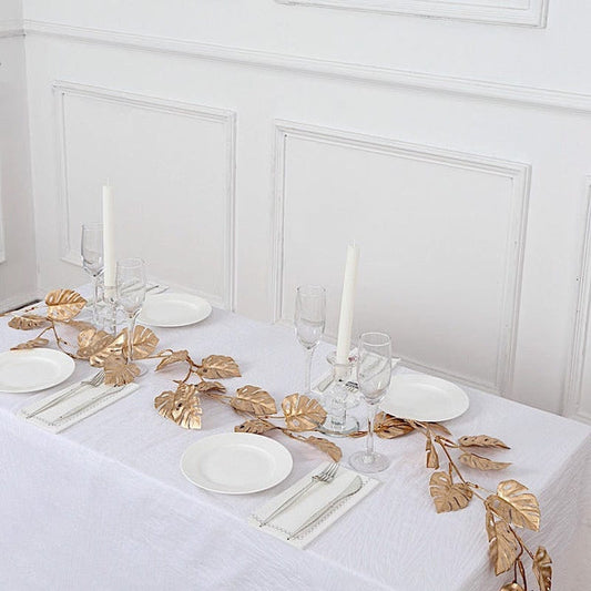 Gold 7 feet Artificial Monstera Leaves Garland Metallic Faux Hanging Vine
