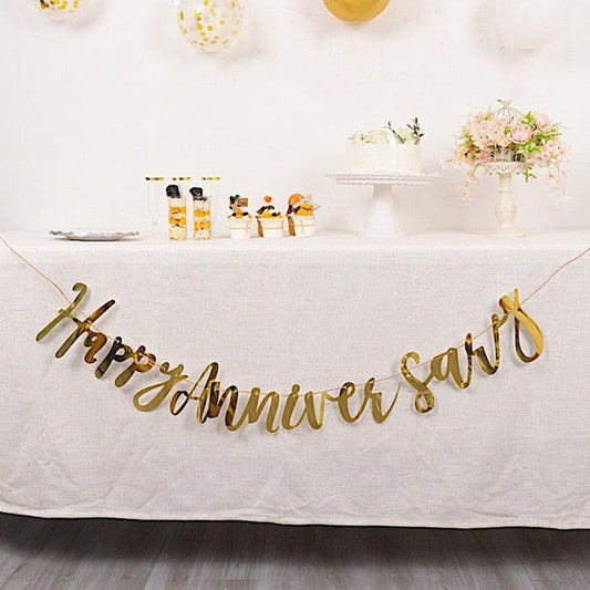 10 feet Gold Metallic Happy Anniversary Paper Hanging Party Garland