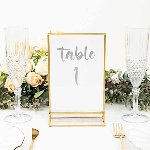 6 Clear with Gold 5x9 in Freestanding Table Sign Holders Acrylic Display Stands