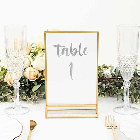 6 Clear with Gold 5x9 in Freestanding Table Sign Holders Acrylic Display Stands