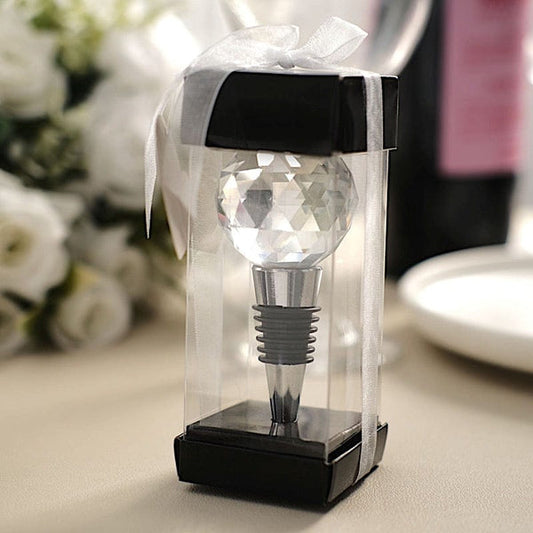 Crystal Glass Ball Silver Metal Wine Bottle Stopper with Clear Gift Box