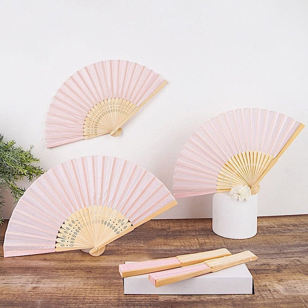 5 Silk Folding Hand Fans Wedding Favor