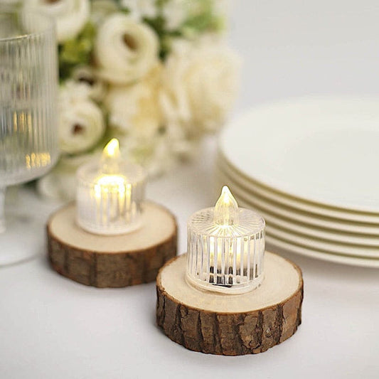 12 Clear 2 in Battery Operated LED Tealight Candles with Column Design