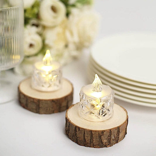12 Clear Battery Operated LED Tealight Candles with Diamond Design