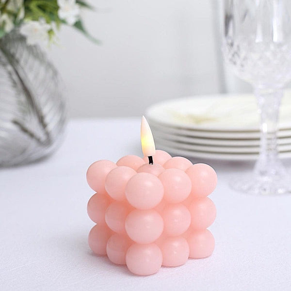 2 Flameless 2 in Warm White LED Light Bubble Cube Candles Centerpieces