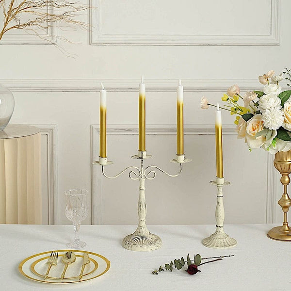 6 Ombre Gold 10 in tall Flameless LED Taper Candles Lights