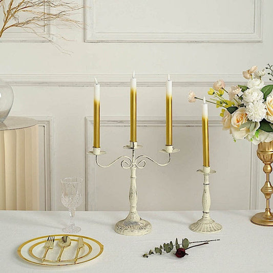 6 Ombre Gold 10 in tall Flameless LED Taper Candles Lights