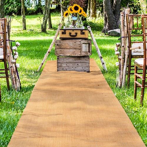 100 feet x 36 in wide Natural Brown Burlap Aisle Runner