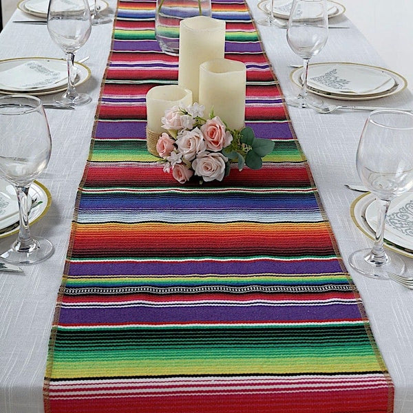14x108 in Mexican Table Runner with Tassels Fiesta Party Decoration