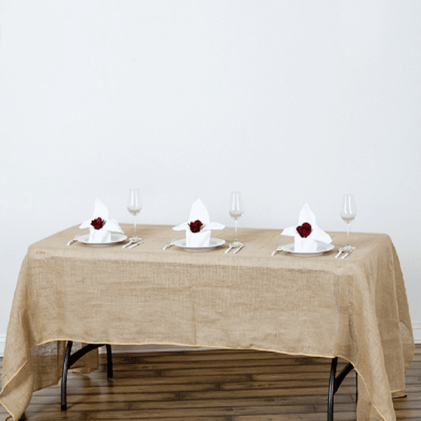 60" x 102" Natural Brown Burlap Rectangular Tablecloth