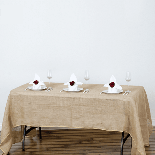 60" x 102" Natural Brown Burlap Rectangular Tablecloth
