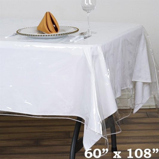 60x108" Clear Plastic Vinyl Tablecloth Protector Table Cover