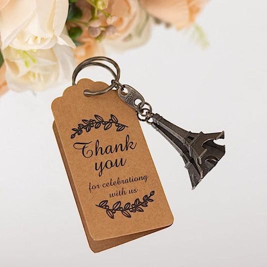 10 Eiffel Tower 4 in Plastic Keychains with Thank You Tags