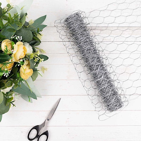 16 feet x 12 in Silver Hexagonal Galvanized Metal Craft Wire Mesh