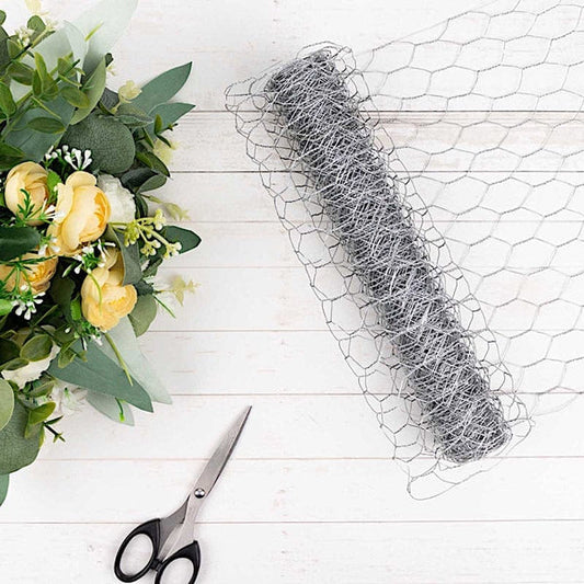 16 feet x 12 in Silver Hexagonal Galvanized Metal Craft Wire Mesh