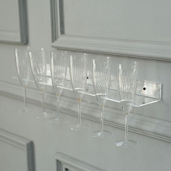 2 Clear 21" Wall Mounted Acrylic Wine Glass Rack Champagne Flute Shelves