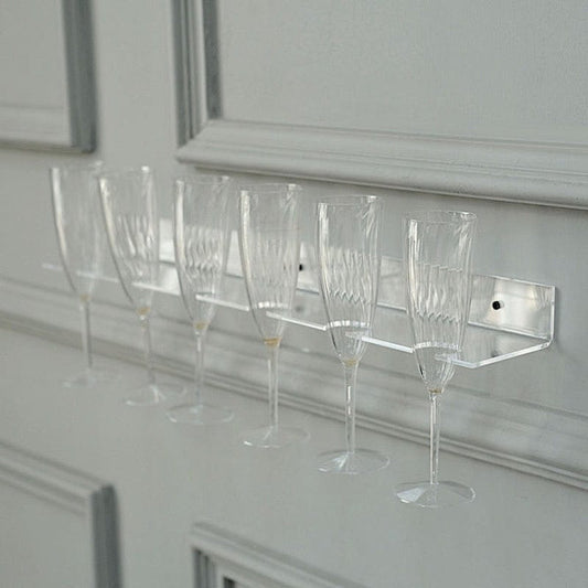 2 Clear 21" Wall Mounted Acrylic Wine Glass Rack Champagne Flute Shelves