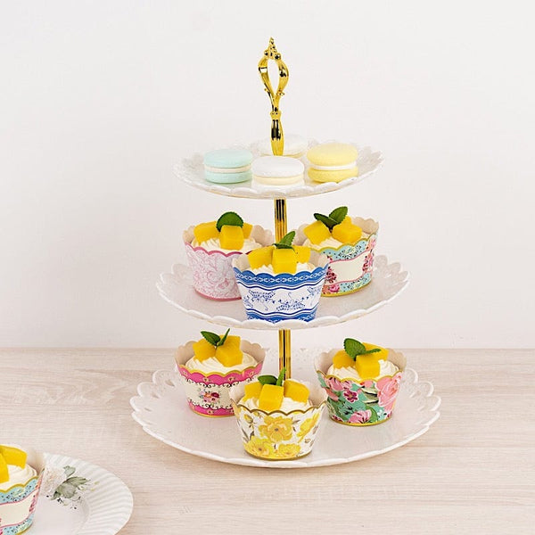 24 Round Assorted Vintage Mixed Floral Paper Cupcake Wrappers