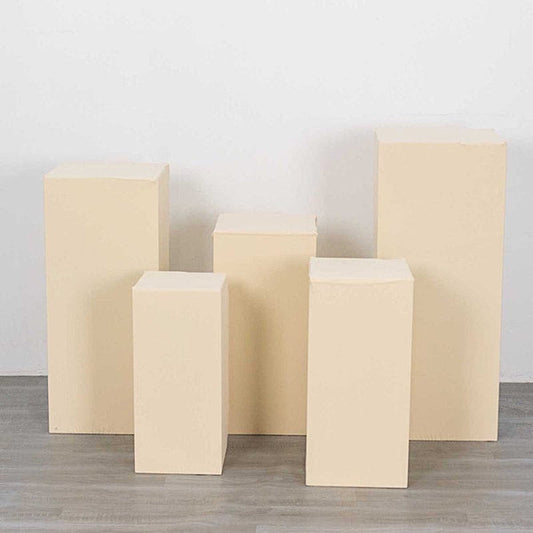5 Rectangular Pedestal Fitted Spandex Display Stand Covers Set