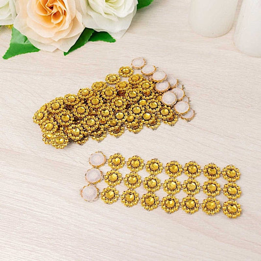 10 Diamond Rhinestones Sunflower Napkin Rings with Closure Strips