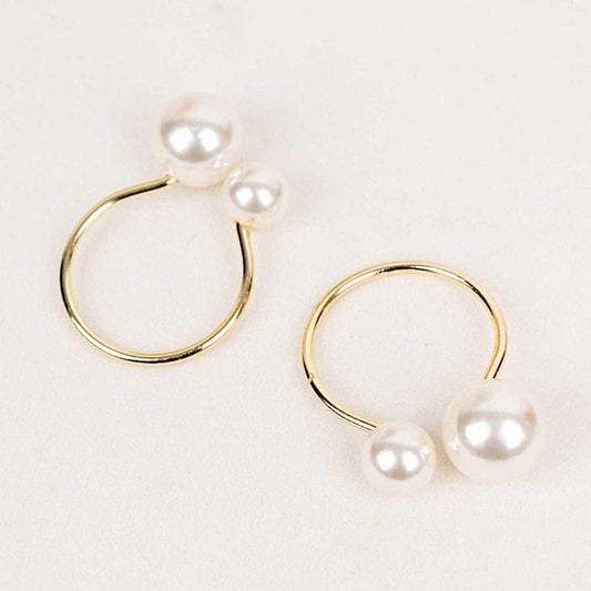 10 Gold 2.5 in Metal Dinner Napkin Rings with White Faux Pearls