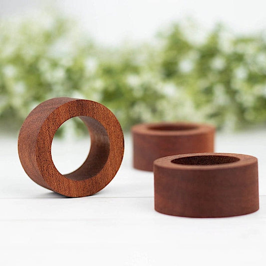4 Brown 1.75 in Round Natural Wood Slices Napkin Rings