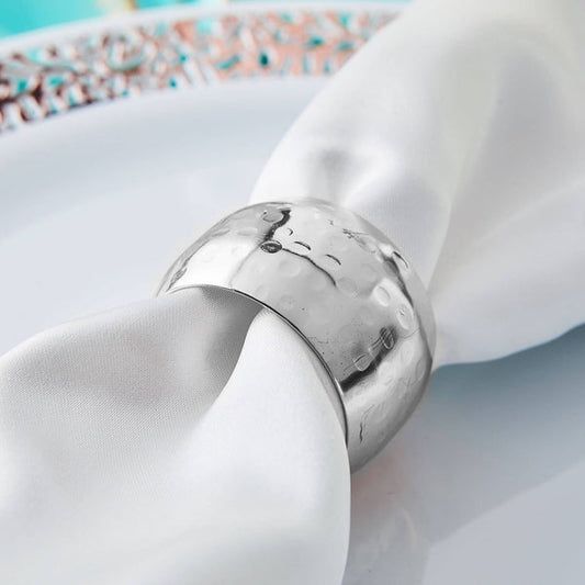 4 Hammered Napkin Rings Dinner Party Wedding Decorations